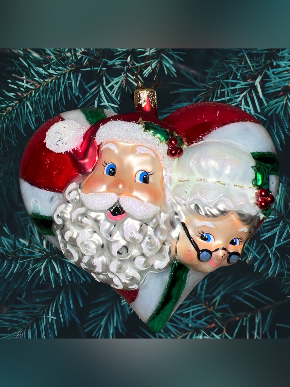 Christopher Radko Santa Mrs Claus Our First Christmas Glass Ornament *read